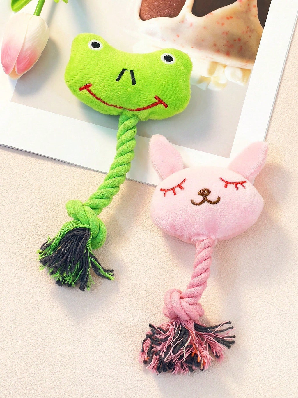 A Cartoon Animal Model Pet Voice Toys, Dog Toys, Interactive Toys, Rope Combination To Make It Look More Bite-Resistant, Suitable For Teddy Bears, Corgis Small Dogs Chew,