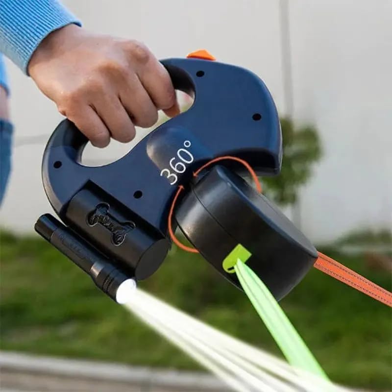 Double Leash for Two Dogs, No Tangle Double Dog Leash, Equipped with a 360° Swivel, High-Strength LED Light, and Reflective Durable Nylon Strap, Ideal for Small and Medium Pets