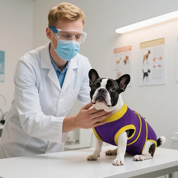 Kuoser Recovery Suit for Dogs Cats After Surgery, Professional Pet Recovery Shirt Dog Abdominal Wounds Bandages, Substitute E-Collar & Cone,Prevent Licking Dog Onesies Pet Surgery Recovery Suit