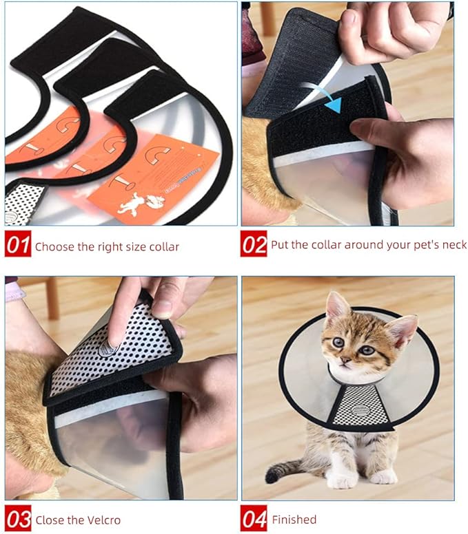 Plastic Pet Recovery Collars & Cones for Dogs and Cats After Surgery Adjustable Dog Neck Cone Surgical Elizabeth E-Collar Prevent Biting and Stop Licking Wound (S)