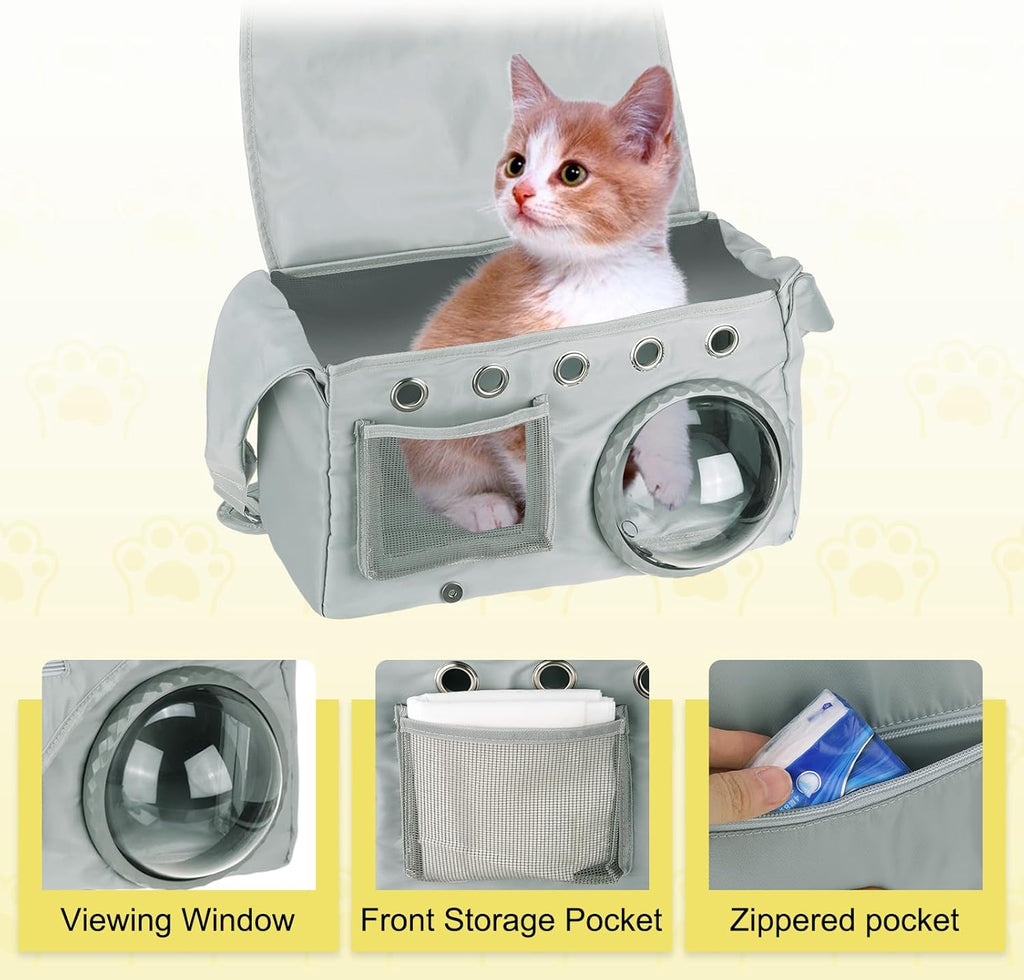 Bubble Cat Carrier, Travel Pet Carrier Soft Sided Breathable Cat Carrying Case for Kitten Small Dogs Up to 14.3 lbs (White), Intended for Hiking/Camping/Traveling