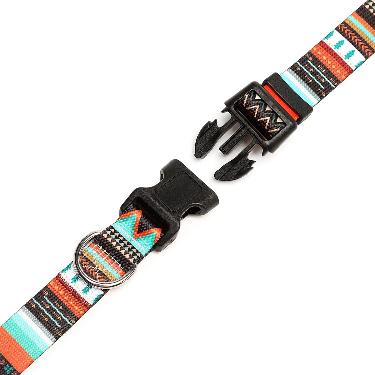Mercano Adjustable Dog Collar - Special Design Patterns, Soft Nylon Comfortable Durable Pet Collar for Small Medium Large Dogs (M, Tribal Green)