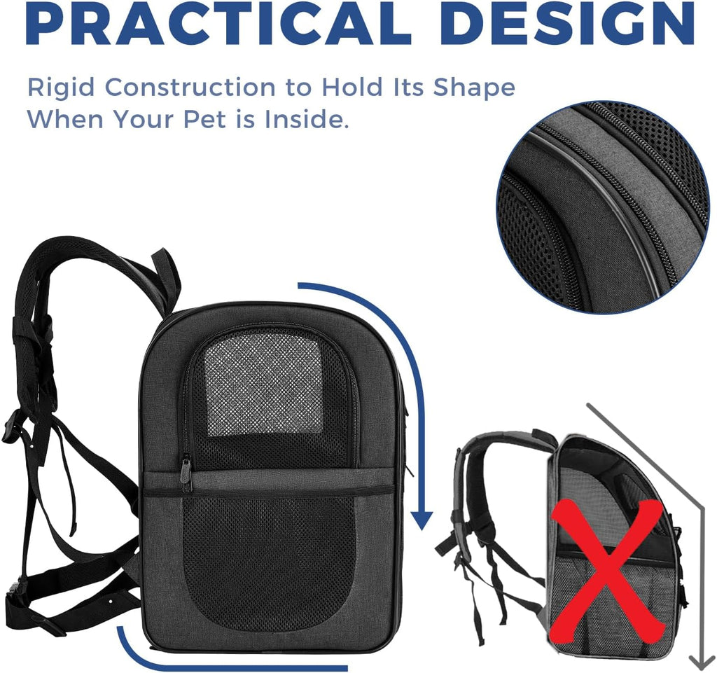 Apollo Walker Dog & Cat Carrier Backpack for 4-18lb Pets - Ventilated Safe Design with Padded Back Support, Breathable Mesh Pet Backpack for Hiking, Travel, Outdoor (Black)