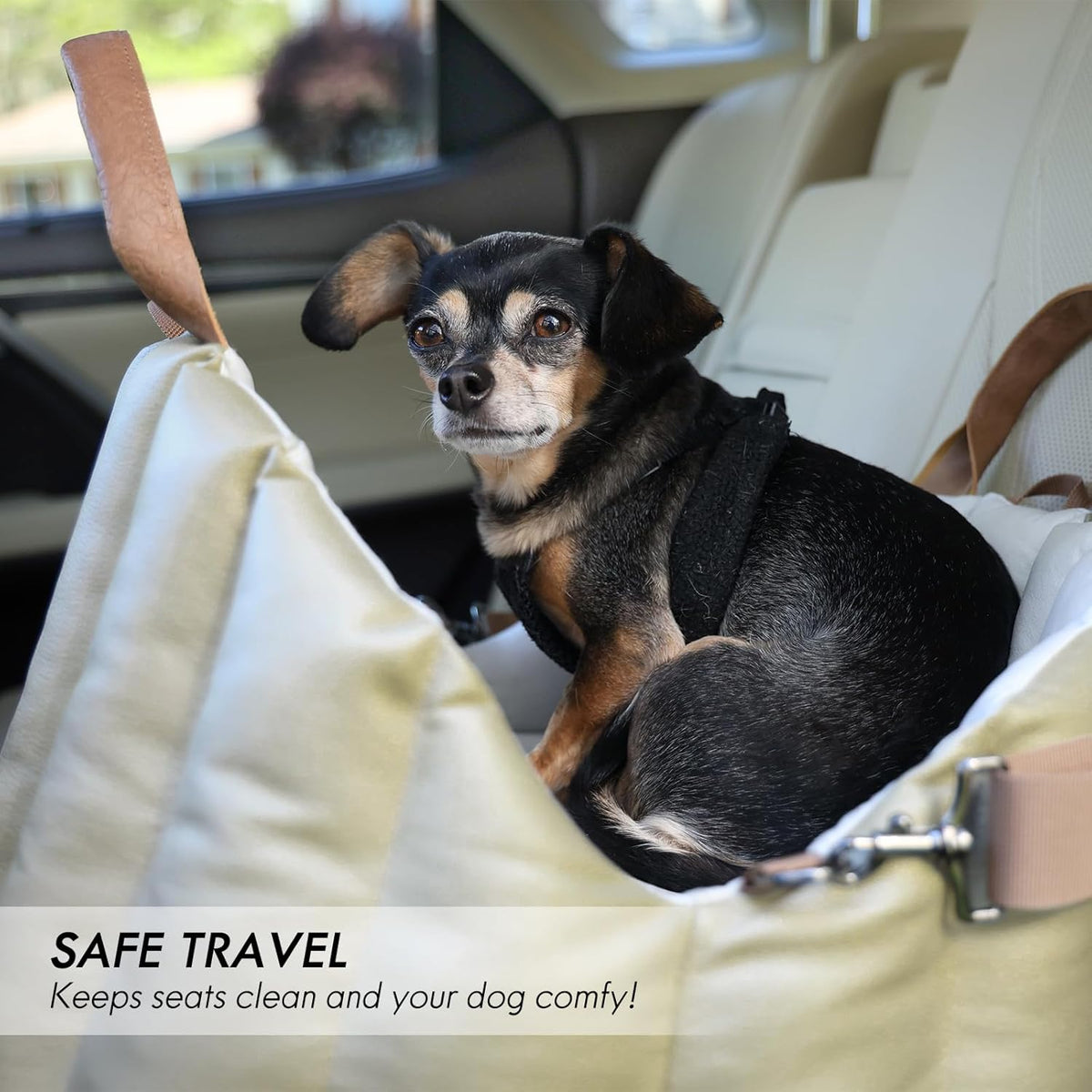 ClevaHome Small Dog Car Seat & Travel Carrier & Pet Bed, Non-Slip Booster Seat for Dogs up to 10lbs, Fashionable Pet Carrier Bag for Indoor and Outdoor